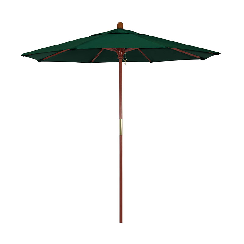 The Company Store Round Outdoor Patio Umbrella, Wood With Manual Lift In Forest Green