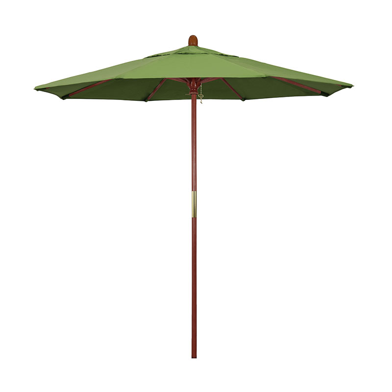The Company Store Round Outdoor Patio Umbrella, Wood With Manual Lift In Green