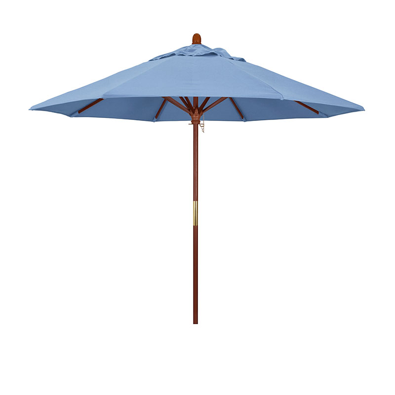 The Company Store Commercial Grade Umbrella With Hardwood Frame In Blue/light Blue
