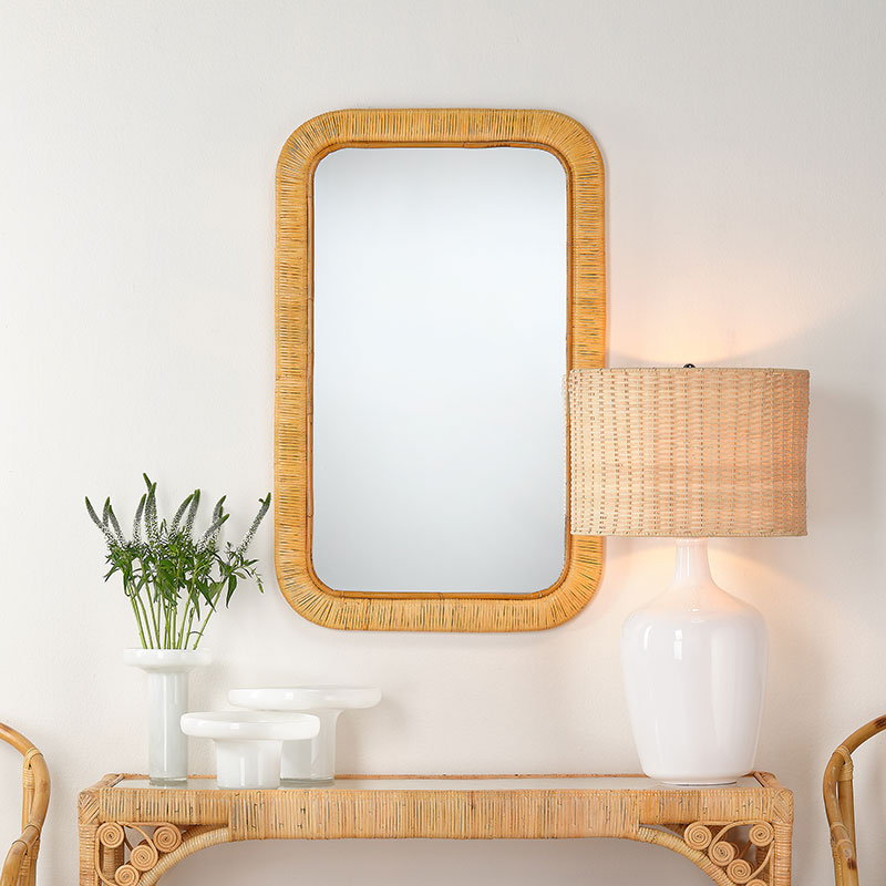 Rectangular Accent Wall Mirror Natural Rattan hotsell Wrapped Frame (E5)