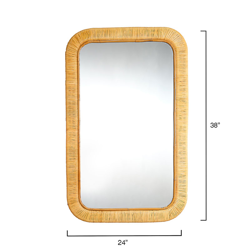 Rectangular Accent Wall Mirror Natural online Rattan Wrapped Frame (E5)