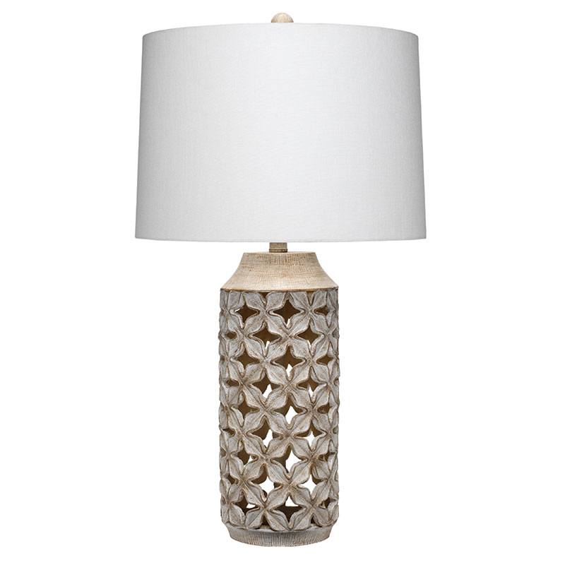 Antique White-Washed Carved Lattice Table Lamp | The Company Store