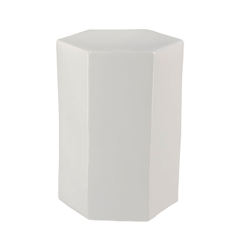 The Company Store Ceramic Hexagon Side Table In White