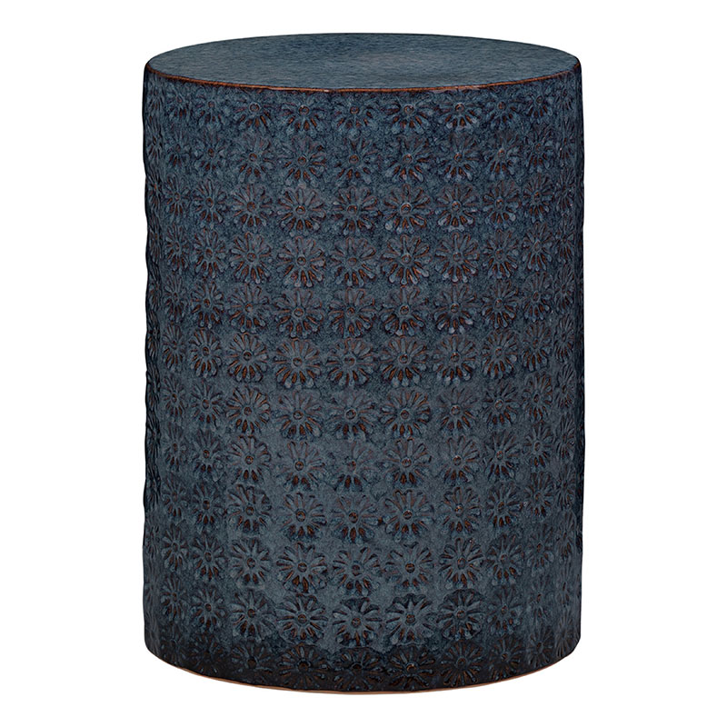 The Company Store Ceramic Flower Side Table In Blue