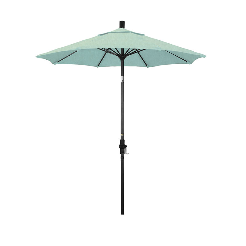 The Company Store Round Outdoor Patio Umbrella, Fiberglass With Twist Tilt In Teal/turquoise Blue
