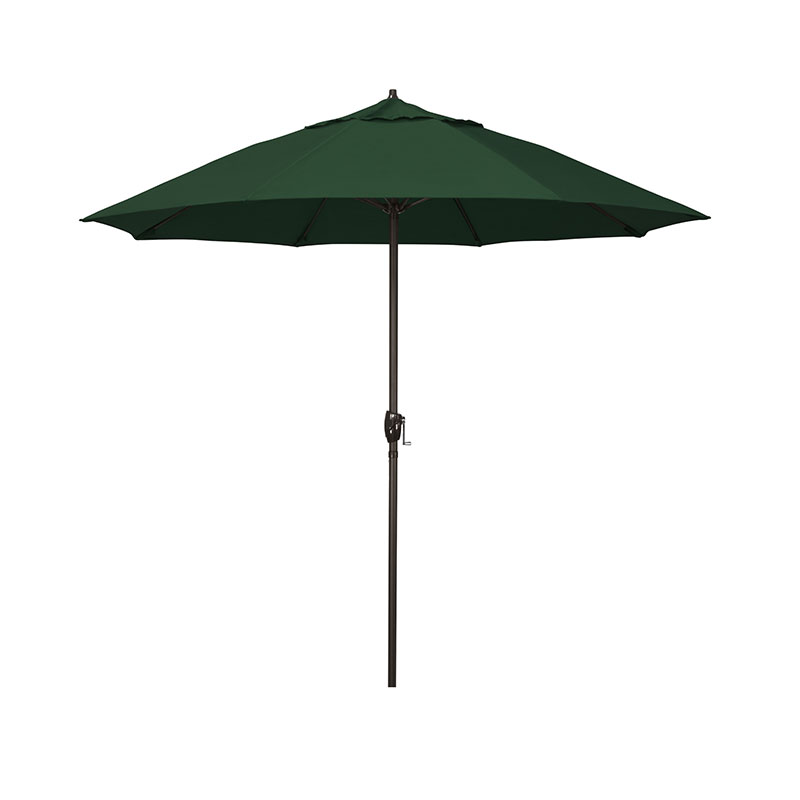 The Company Store Round Outdoor Patio Umbrella, Aluminum With Auto Tilt Crank In Forest Green