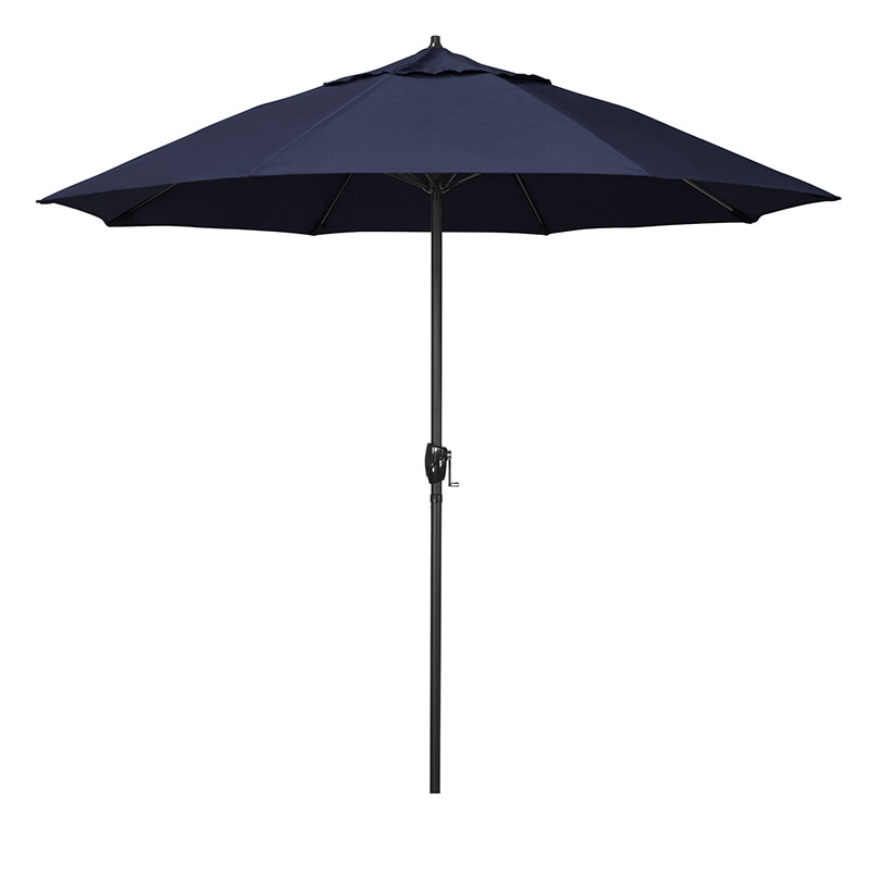 The Company Store Round Outdoor Patio Umbrella, Aluminum With Auto Tilt Crank In Blue