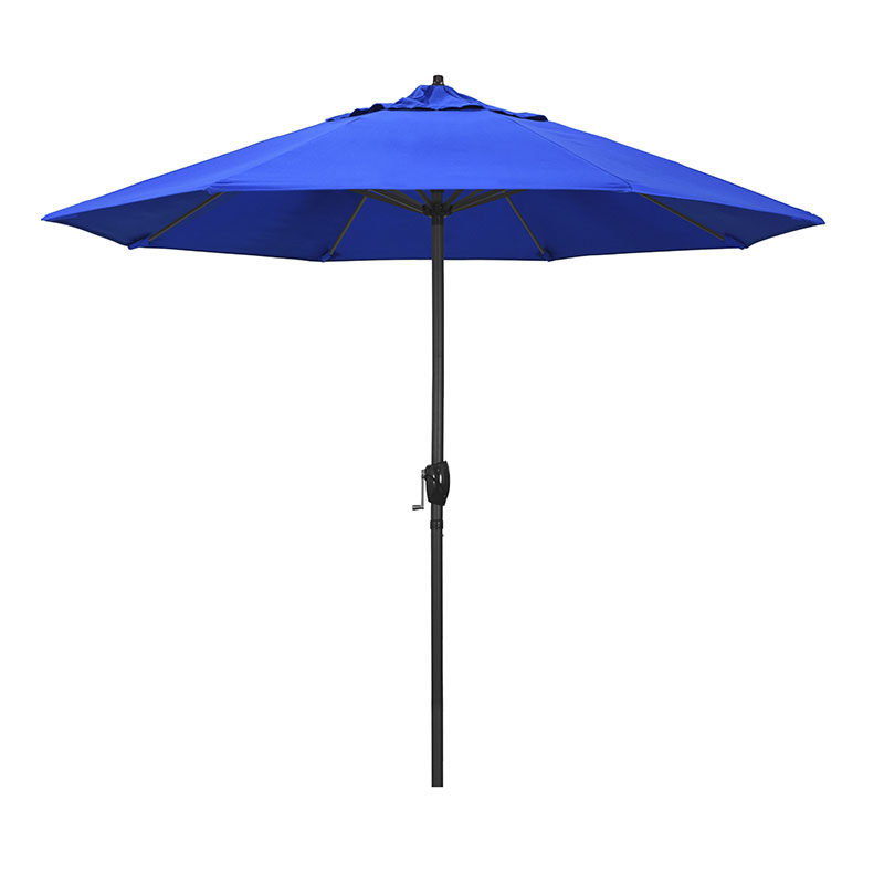 The Company Store Round Outdoor Patio Umbrella, Aluminum With Auto Tilt Crank In Pacific Blue
