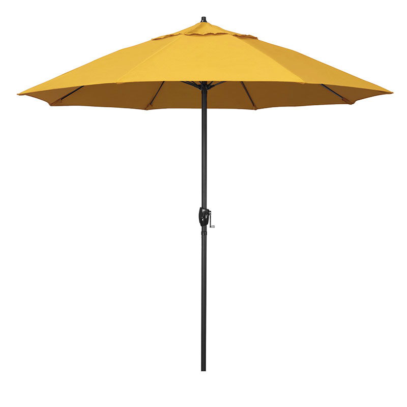 The Company Store Round Outdoor Patio Umbrella, Aluminum With Auto Tilt Crank In Yellow