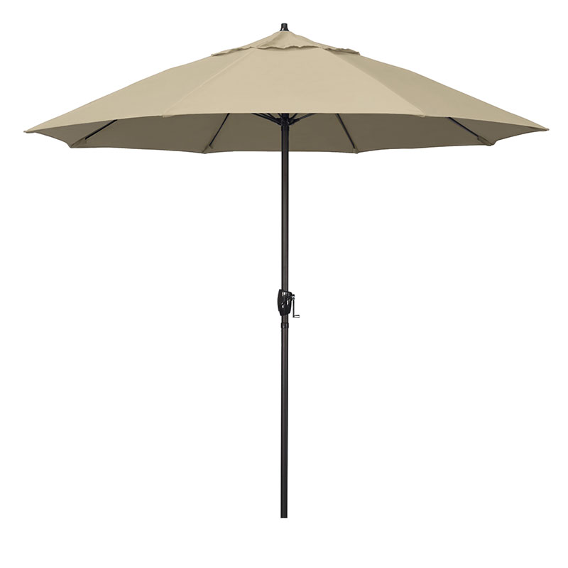 The Company Store Round Outdoor Patio Umbrella, Aluminum With Auto Tilt Crank In Antique Beige