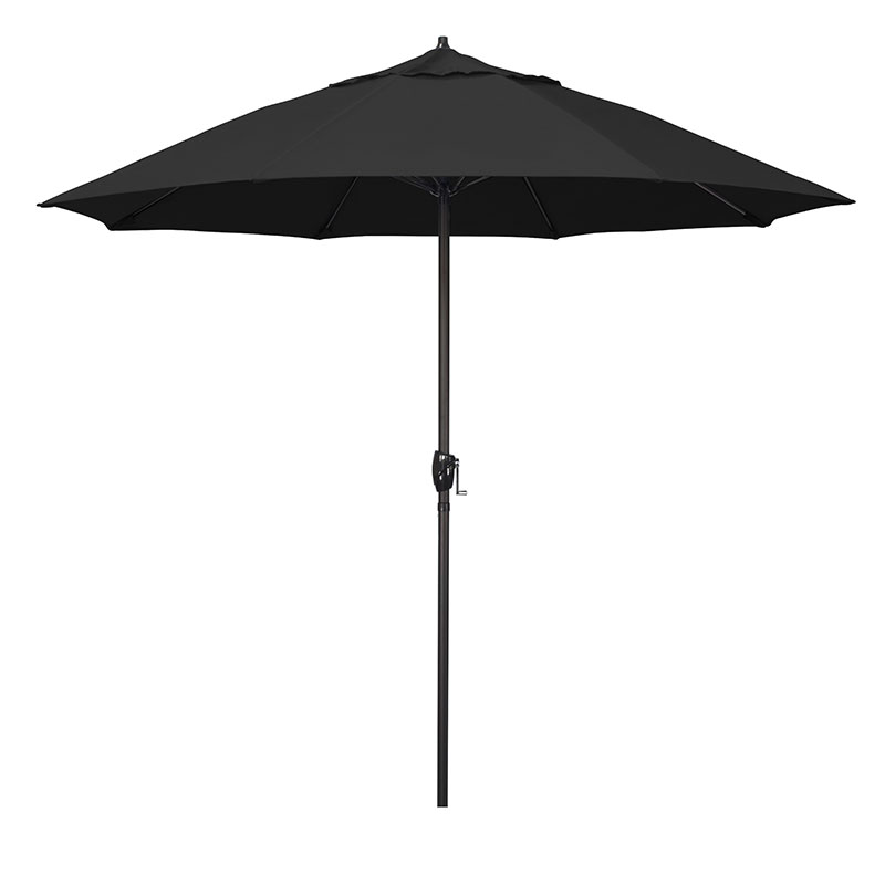The Company Store Round Outdoor Patio Umbrella, Aluminum With Auto Tilt Crank In Black