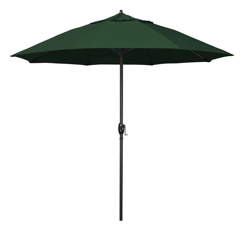 The Company Store Round Outdoor Patio Umbrella, Aluminum With Auto Tilt Crank In Forest Green