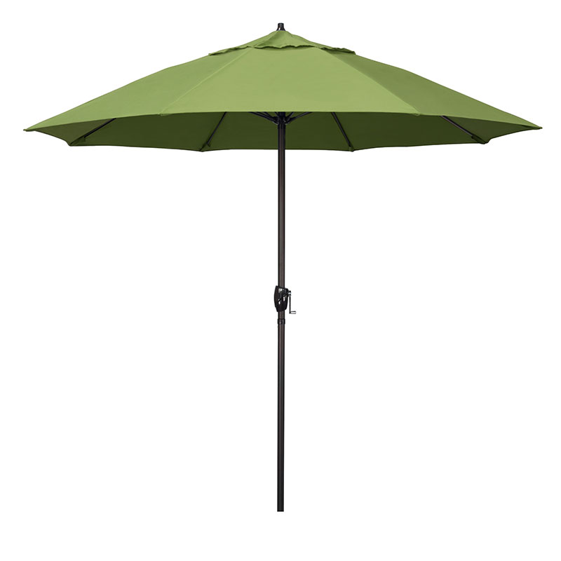 The Company Store Round Outdoor Patio Umbrella, Aluminum With Auto Tilt Crank In Green