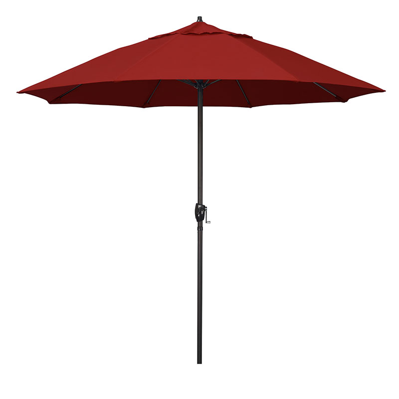 The Company Store Round Outdoor Patio Umbrella, Aluminum With Auto Tilt Crank In Jockey Red