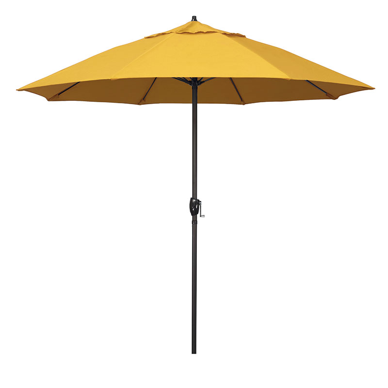 The Company Store Round Outdoor Patio Umbrella, Aluminum With Auto Tilt Crank In Yellow