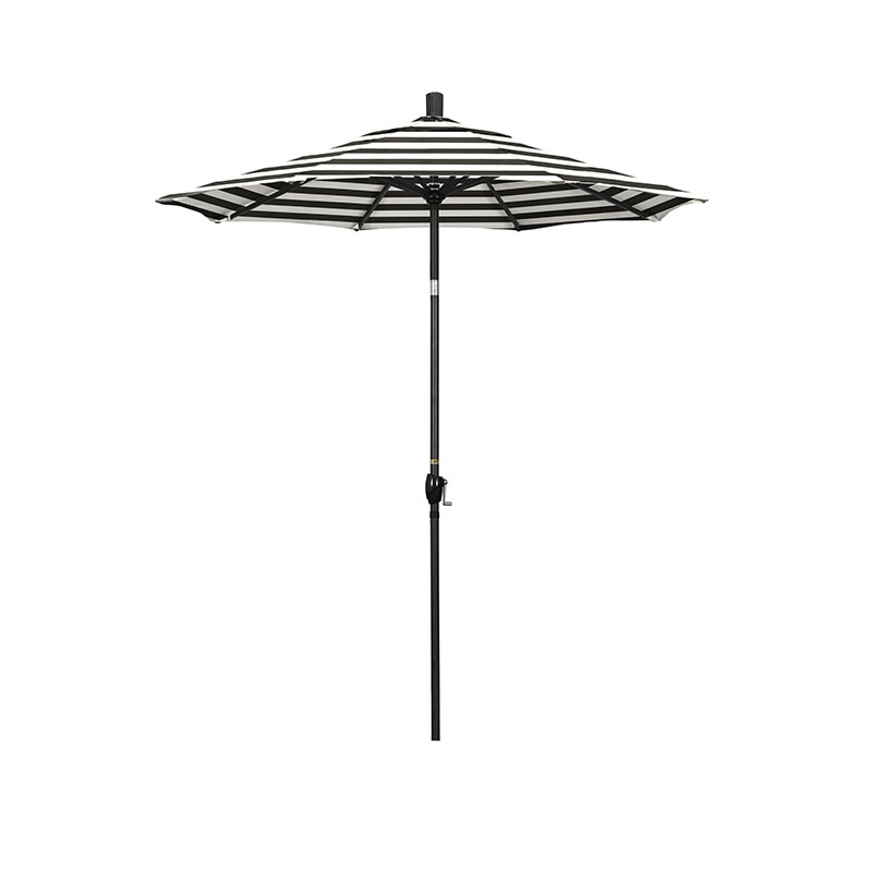 The Company Store 6' Round Outdoor Patio Umbrella, Aluminum With Push Button Tilt In Black/white