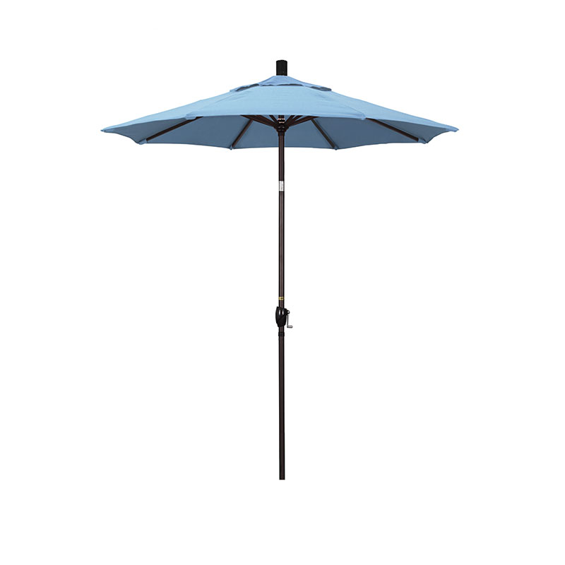 The Company Store 6' Round Outdoor Patio Umbrella, Aluminum With Push Button Tilt In Air Blue