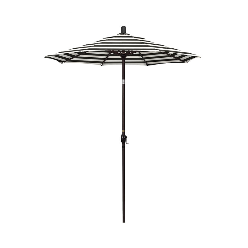 The Company Store 6' Round Outdoor Patio Umbrella, Aluminum With Push Button Tilt In Black/white