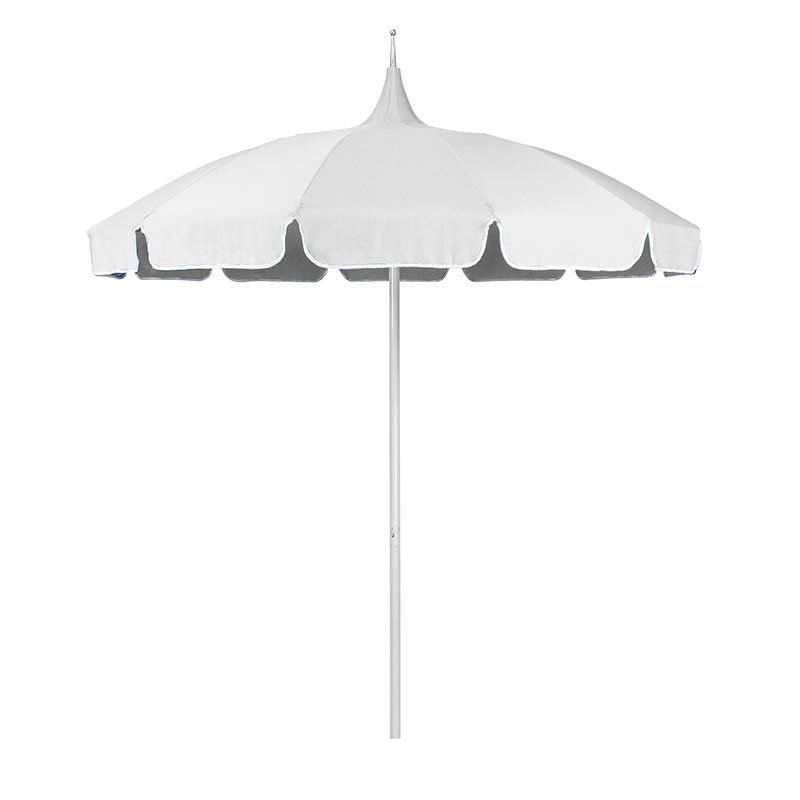 The Company Store Round Solid Pagoda Outdoor Patio Umbrella, Fiberglass With Push Lift In Ivory