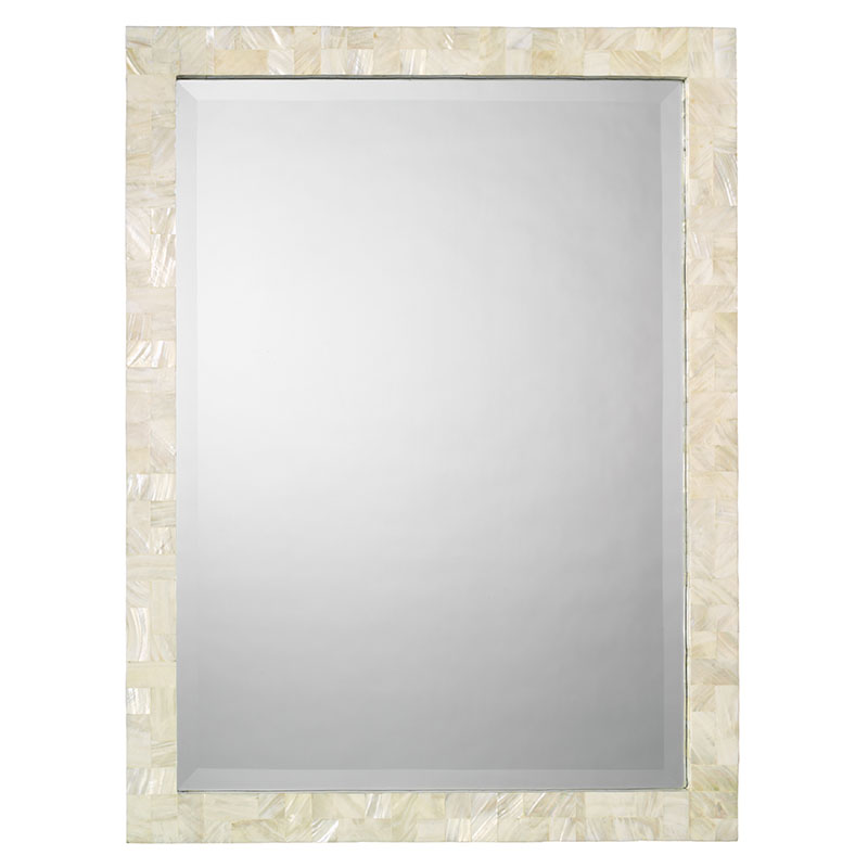 The Company Store Mother-of-pearl Rectangular Mirror In Beige/white