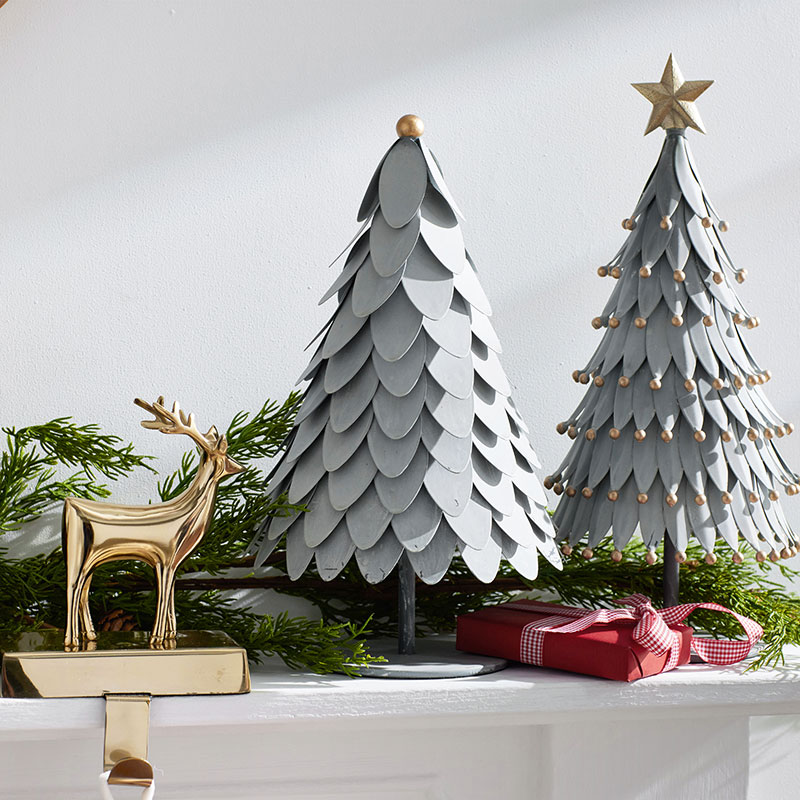 Holiday Foil Metal Trees - Silver