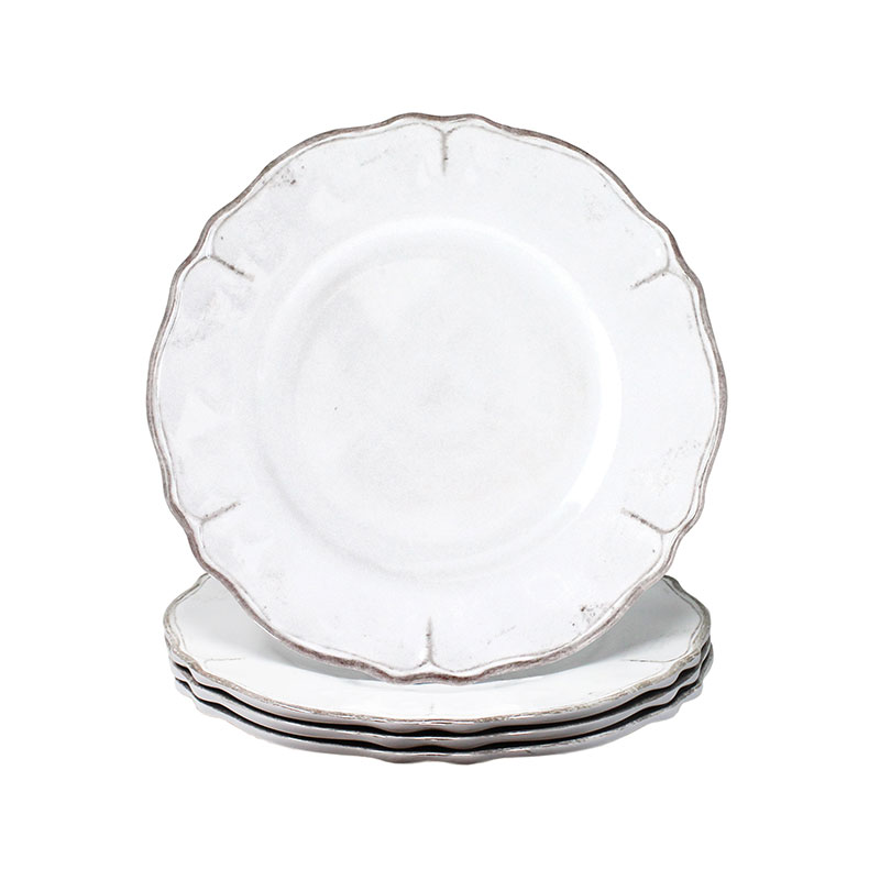 The Company Store Rustica Antique White Melamine Salad Plates, Set Of 4 In Ivory/white