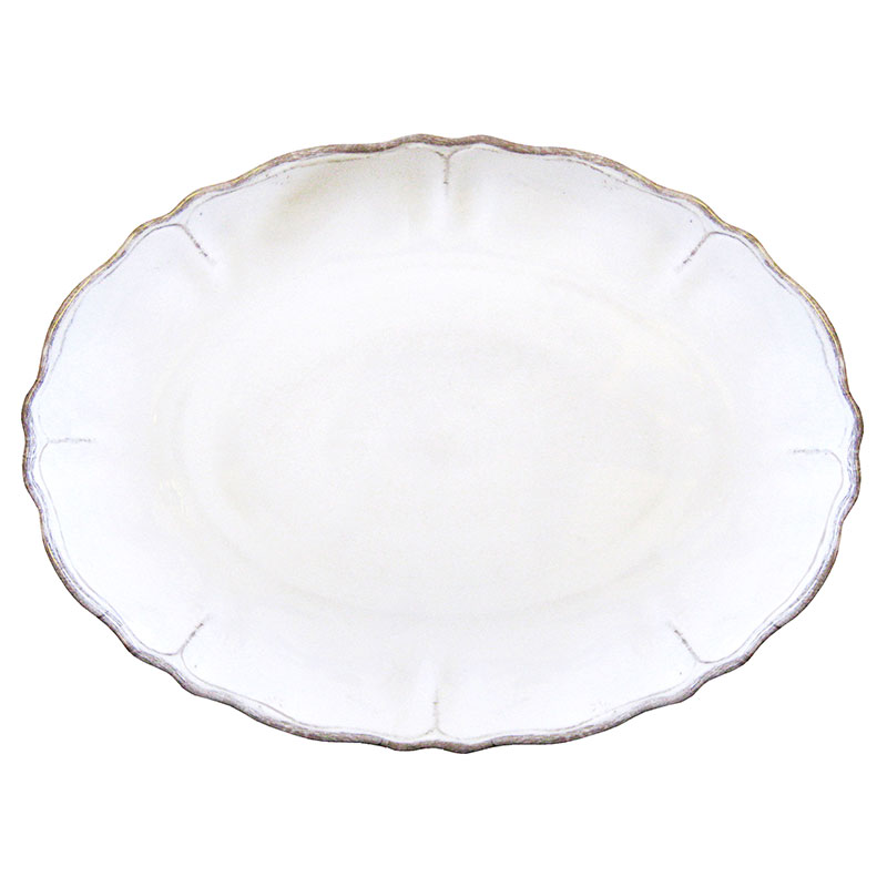 The Company Store Rustica Antique White Melamine Oval Serving Platter In Ivory/white