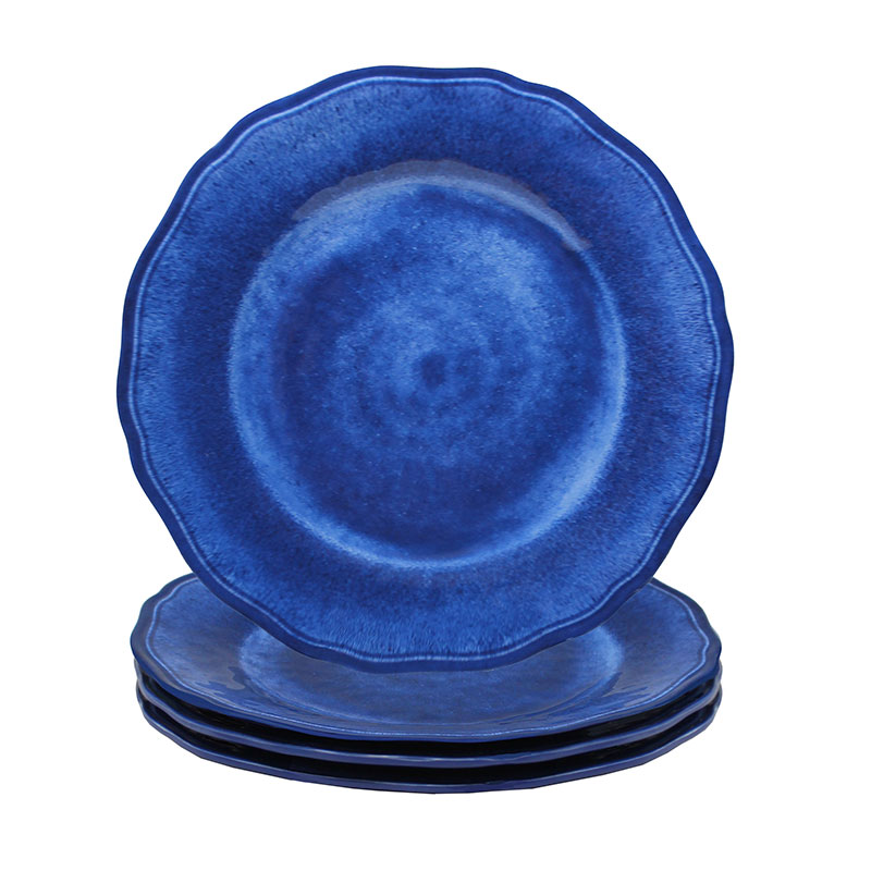 The Company Store Campania Melamine Dinner Plates, Set Of 4 In Blue