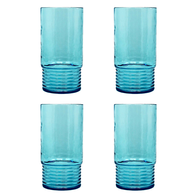 The Company Store Santorini Tumblers, Set Of 4 In Blue/teal/turquoise