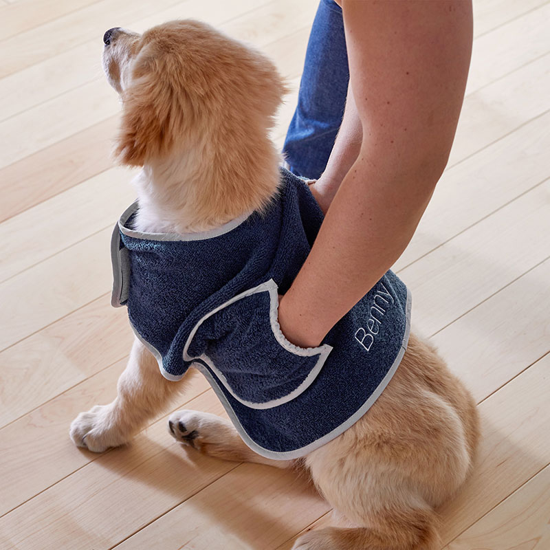 The Company Store Wearable Pet Towel In Blue