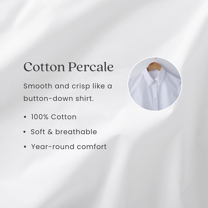 4-Piece Classic Cool Cotton Percale Solid Fitted Sheet & Duvet Cover Bundle,