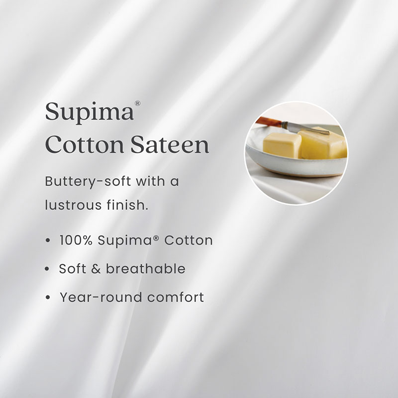 Premium Smooth Supima Cotton Wrinkle-Free Sateen Flat Bed Sheet|63063