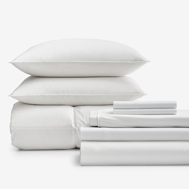 The Company Store 8-piece Supima® Cotton Wrinkle-free Sateen & Lacrosse™ Down Bedding Bundle