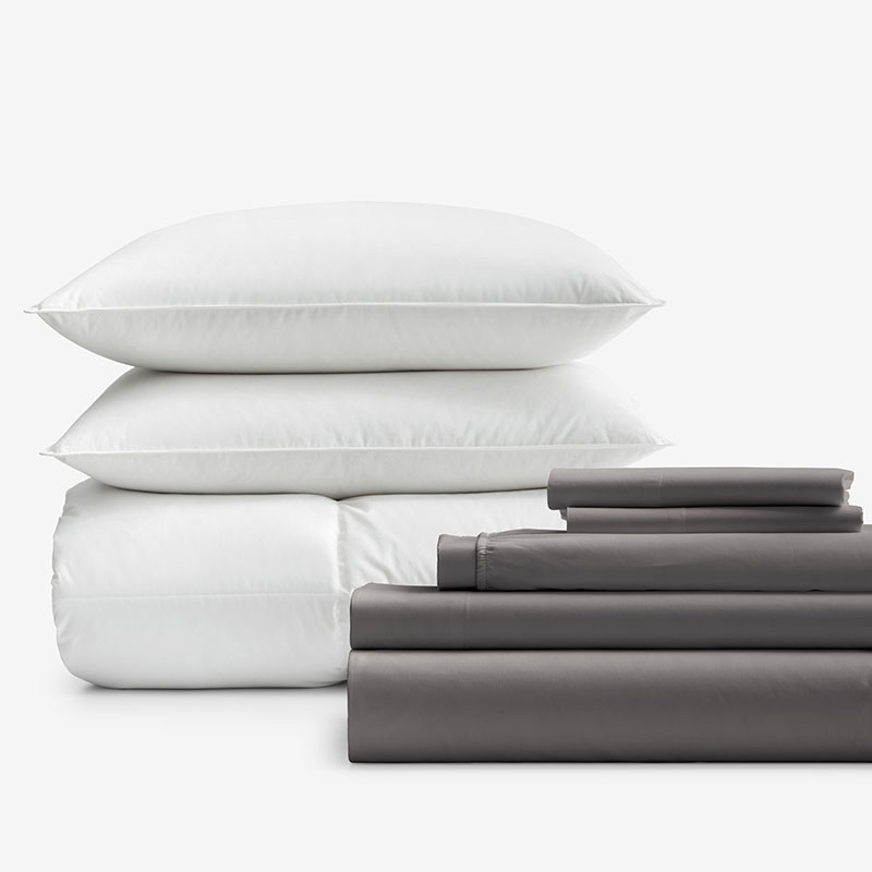 8-Piece Cotton Percale & Down Bedding Bundle | The Company Store