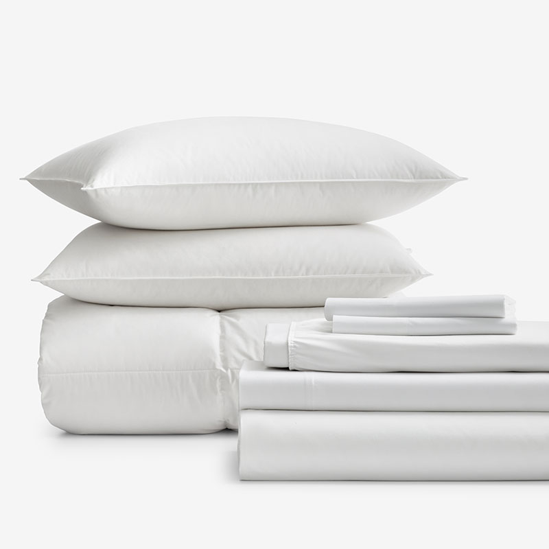 The Company Store 8-piece Supima® Cotton Wrinkle-free Sateen & Loftaire™ Down Alternative Bedding Bundle