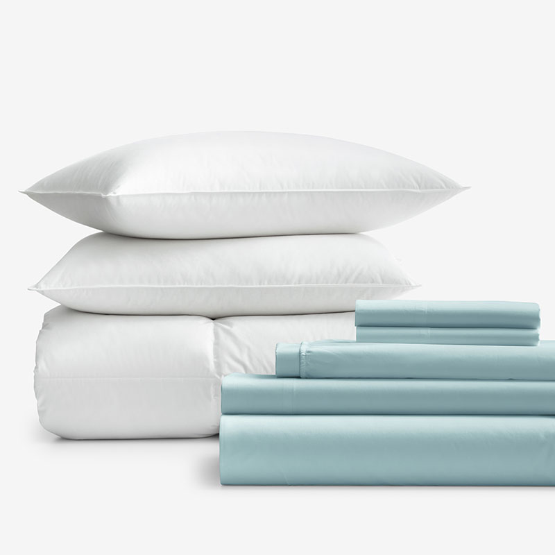 THE COMPANY STORE 8-PIECE PERCALE & LOFTAIRE™ DOWN ALTERNATIVE BEDDING BUNDLE 