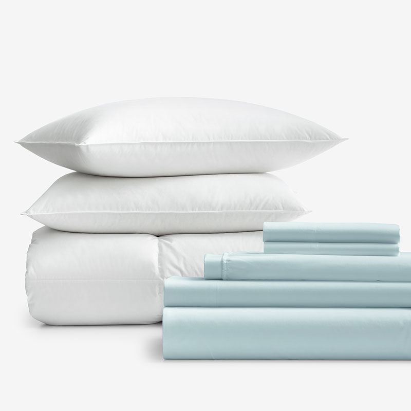 THE COMPANY STORE 8-PIECE PERCALE & LOFTAIRE™ DOWN ALTERNATIVE BEDDING BUNDLE 