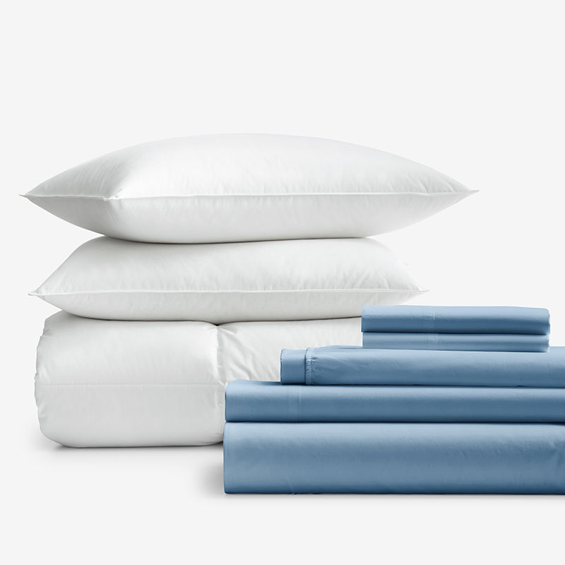THE COMPANY STORE 8-PIECE PERCALE & LOFTAIRE™ DOWN ALTERNATIVE BEDDING BUNDLE 