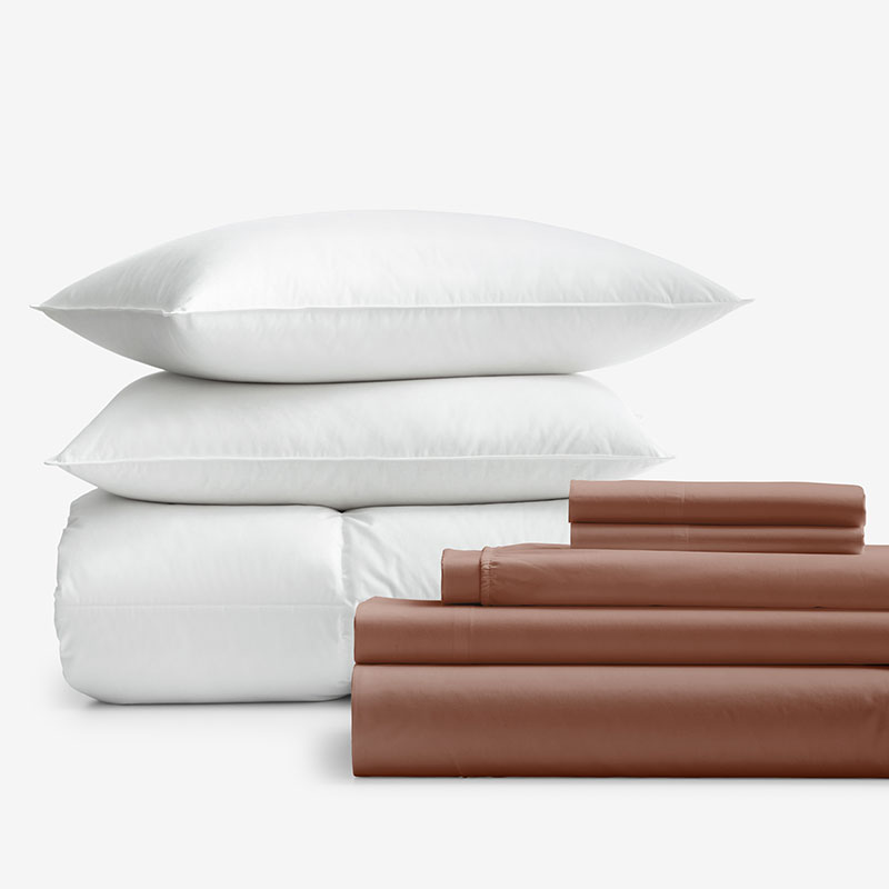 THE COMPANY STORE 8-PIECE PERCALE & LOFTAIRE™ DOWN ALTERNATIVE BEDDING BUNDLE 