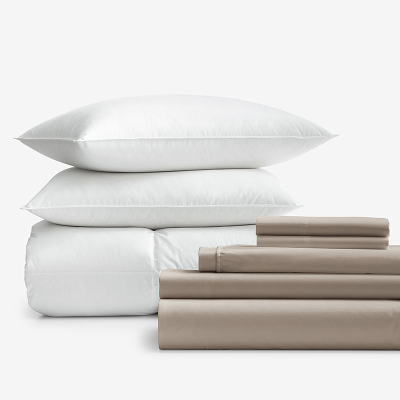 THE COMPANY STORE 8-PIECE PERCALE & LOFTAIRE™ DOWN ALTERNATIVE BEDDING BUNDLE 