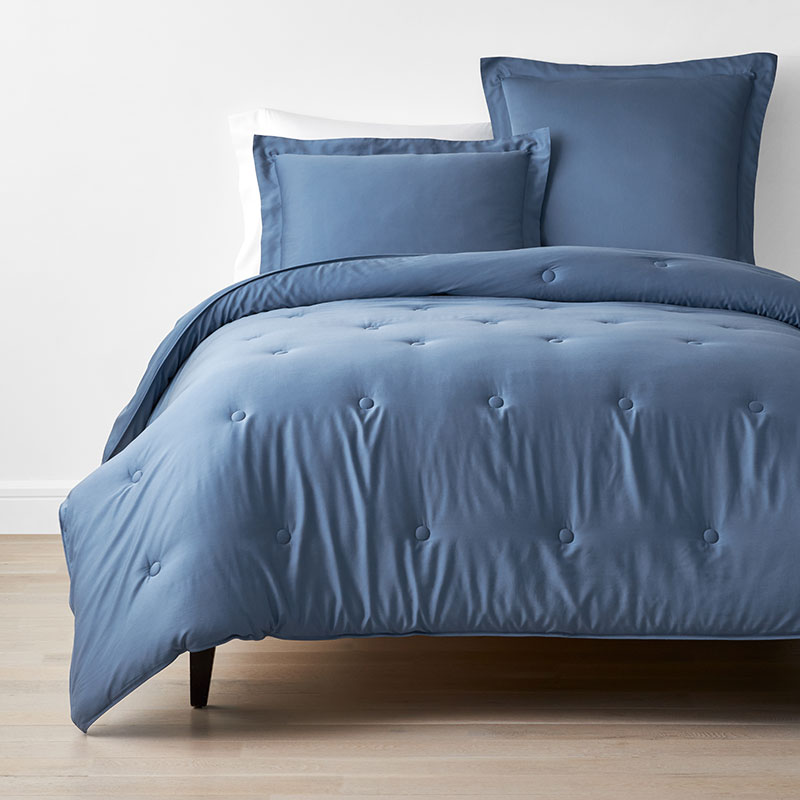 The Company Store Classic Smooth Rayon Made From Bamboo Sateen Comforter In Blue Horizon