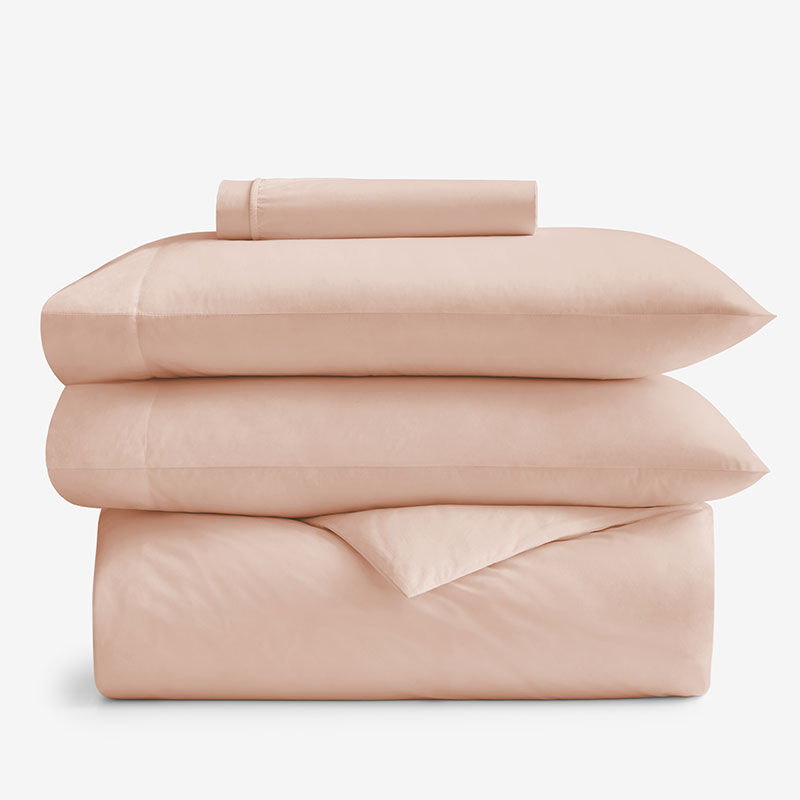 THE COMPANY STORE 4-PIECE CLASSIC COOL COTTON PERCALE SOLID BEDDING BUNDLE 
