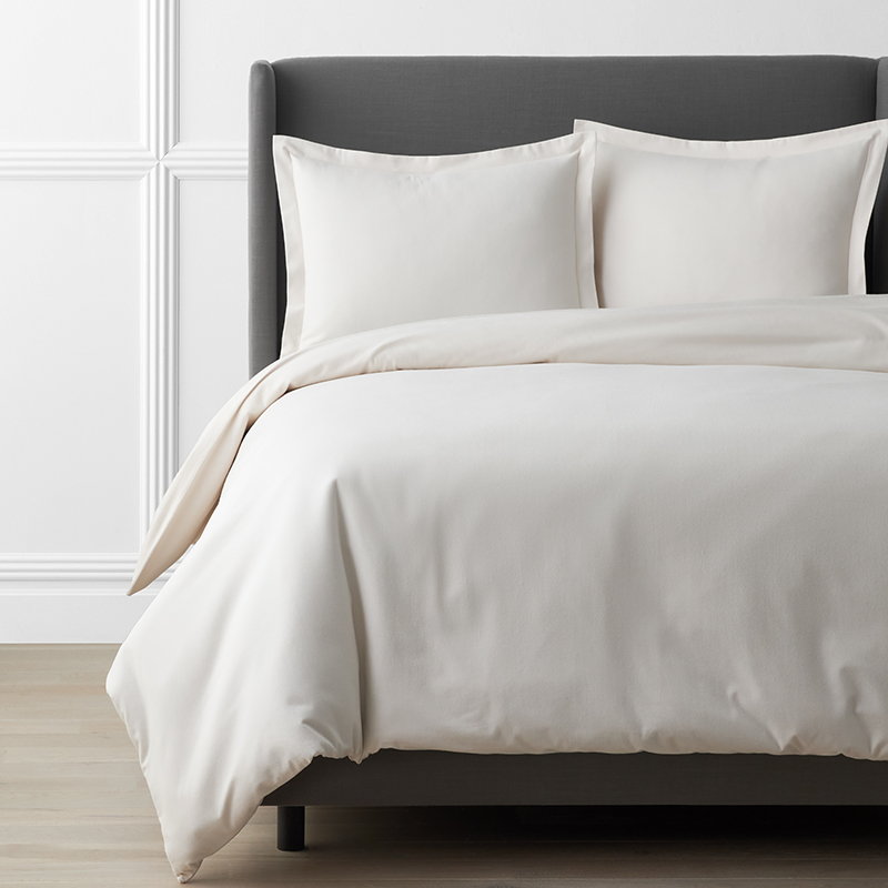The Company Store Luxe Ultra-cozy Cotton Flannel Duvet Cover In Ivory