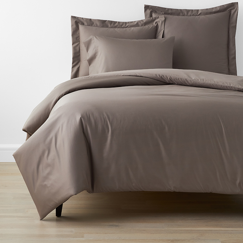 The Company Store Classic Smooth Wrinkle-free Sateen Bed Duvet Cover In Brown