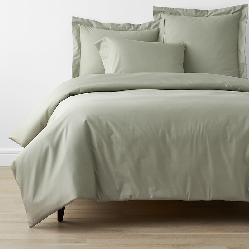 The Company Store Classic Smooth Wrinkle-free Sateen Bed Duvet Cover In Laurel Green