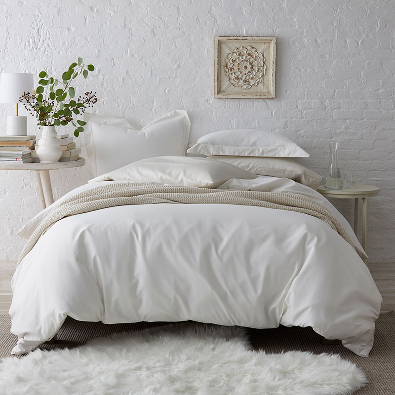 Classic Smooth Wrinkle-Free Sateen Bed Duvet Cover  - White, Queen