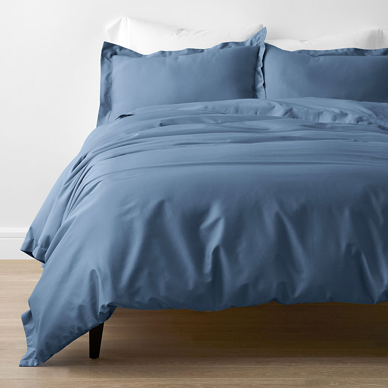 The Company Store Classic Smooth Rayon Made From Bamboo Sateen Bed Duvet Cover In Blue Horizon