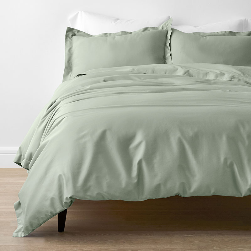 The Company Store Classic Smooth Rayon Made From Bamboo Sateen Bed Duvet Cover In Green