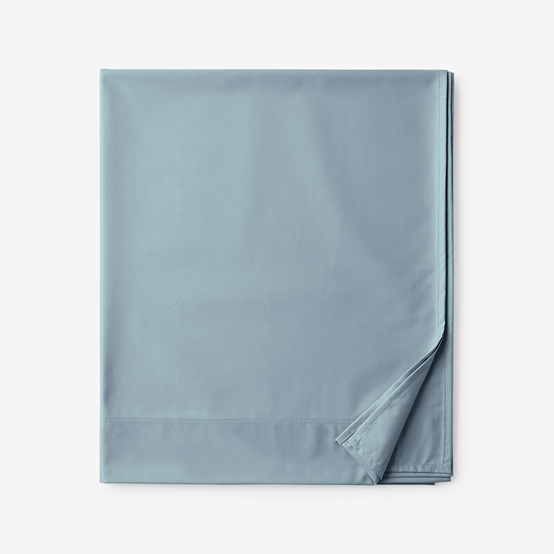 The Company Store Classic Smooth Wrinkle-free Sateen Flat Bed Sheet In Blue Shale
