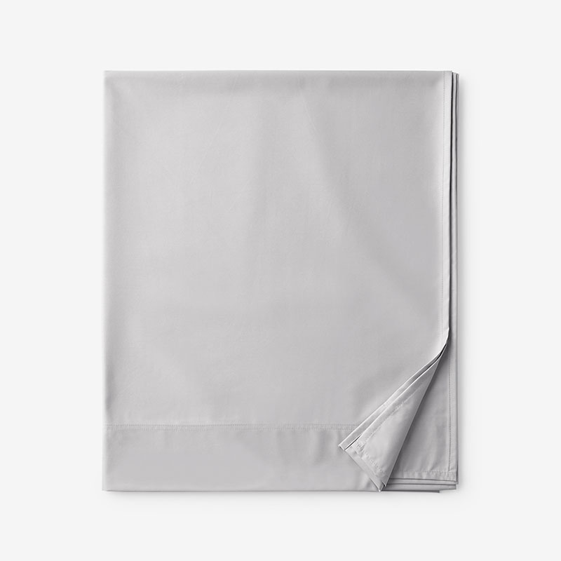 The Company Store Classic Smooth Wrinkle-free Sateen Flat Bed Sheet In Gray Mist